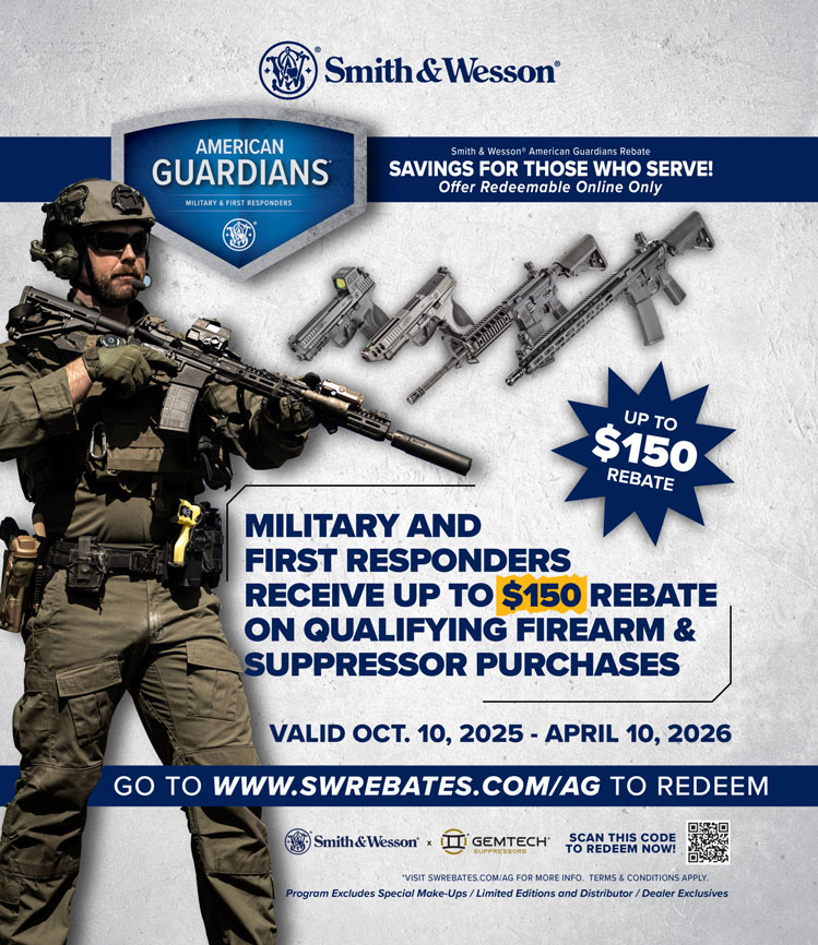 MILITARY AND FIRST RESPONDERS RECEIVE UP TO $150 REBATE ON QUALIFYING FIREARM & SUPPRESSOR PURCHASES