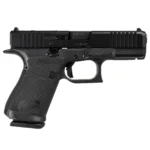 A Glock 19 in black with a ported slide and an optic cut, finished without any colour work. The plainest gun Shark Coast sends us and deliberately so.