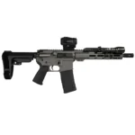 Tungsten grey receiver and handguard with black furniture and brace. The middle ground between the all-black Midnight and the two-tone builds.
