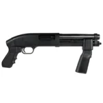 A Maverick 88 pump cut down to AOW length, with a pistol grip at both ends. Registered as an Any Other Weapon, so it transfers on a federal tax stamp.